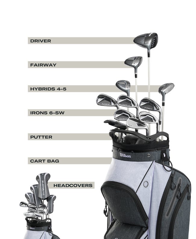 Wilson Staff Women's PlayerFit™ Complete Set Graphite + Kärrybägi